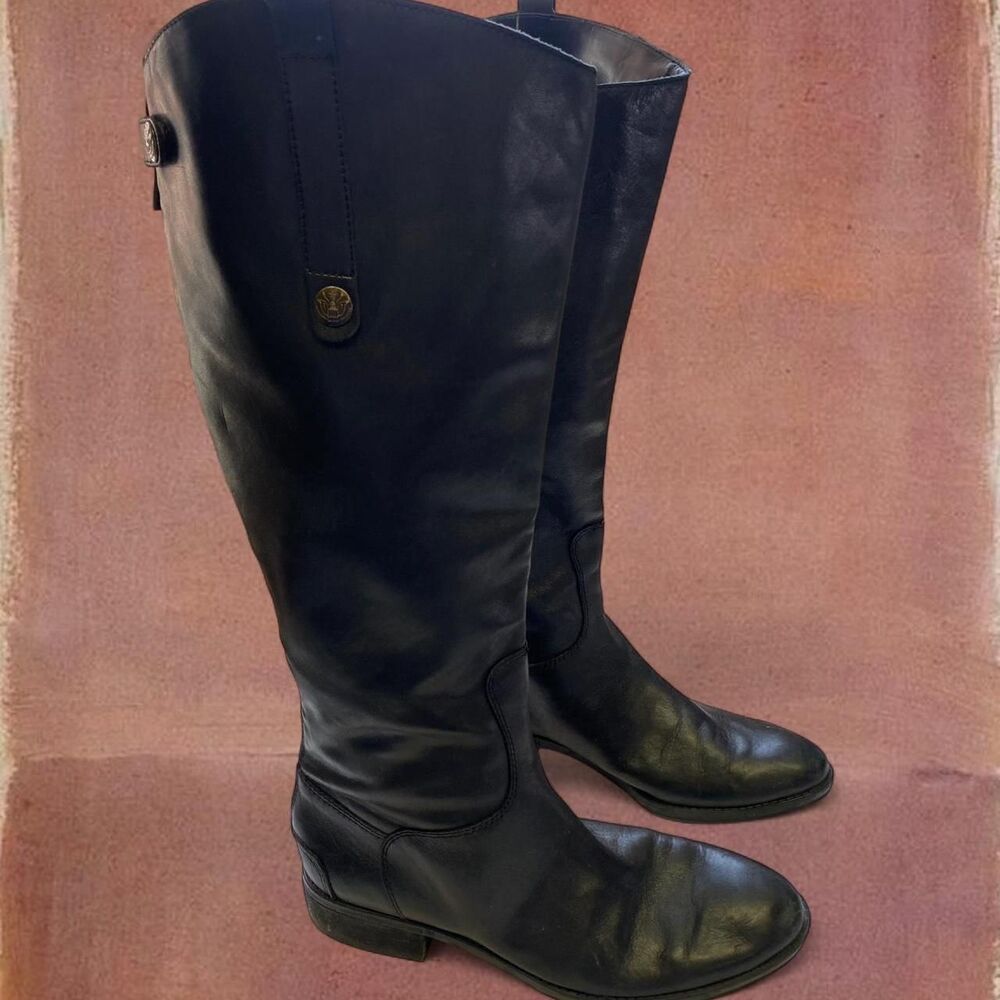 Festival Western Cottage Boho Sam Edelman Black Leather Boots 7.5